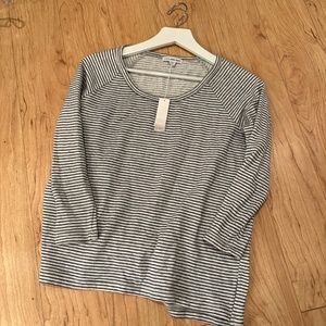 JAMES PERSE Mini Stripe Raglan Pullover in Heather Grey - brand new with tags!